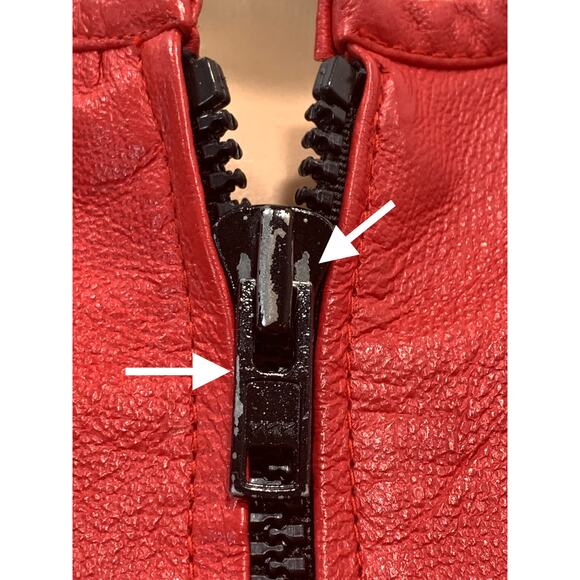 Vintage Red Leather Jacket Cropped 80s 90s CHIA Shoulder Pads | S - Picture 9 of 10